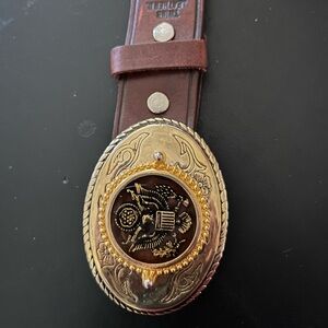 Twins Leather D Genuine Leather Mexico Belt Size 34 With US Seal Buckle